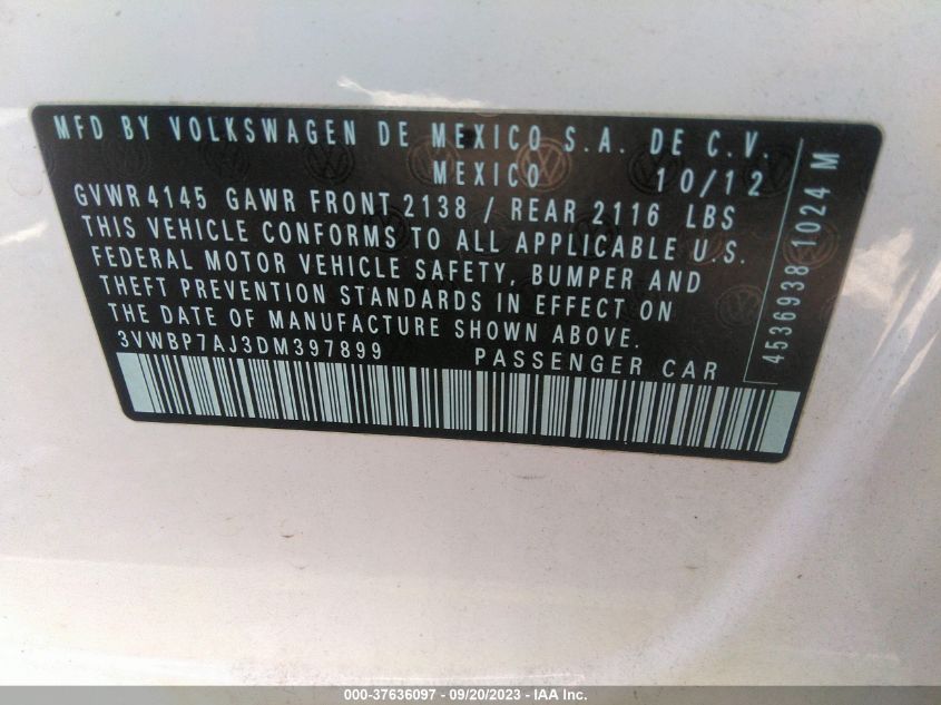 Photo 8 VIN: 3VWBP7AJ3DM397899 - VOLKSWAGEN JETTA 