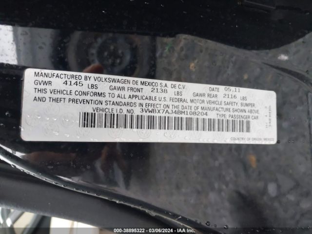 Photo 8 VIN: 3VWBX7AJ4BM108204 - VOLKSWAGEN JETTA 