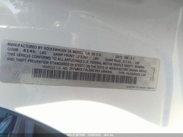 Photo 8 VIN: 3VWBX7AJ6CM318496 - VOLKSWAGEN JETTA SEDAN 