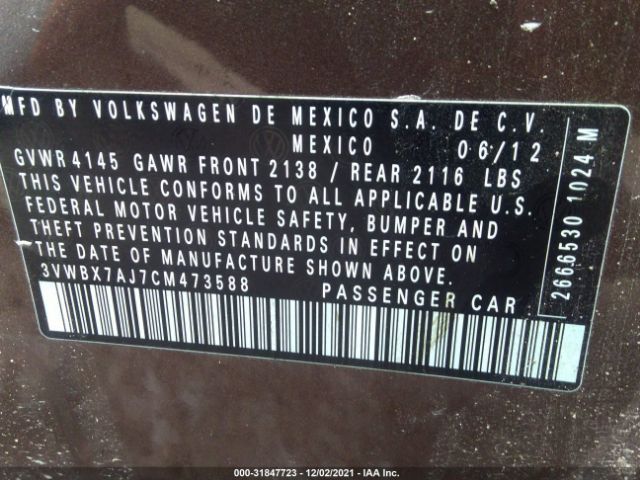 Photo 8 VIN: 3VWBX7AJ7CM473588 - VOLKSWAGEN JETTA SEDAN 