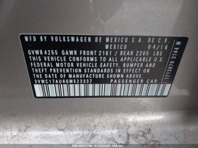 Photo 8 VIN: 3VWC17AU6GM523337 - VOLKSWAGEN GOLF 