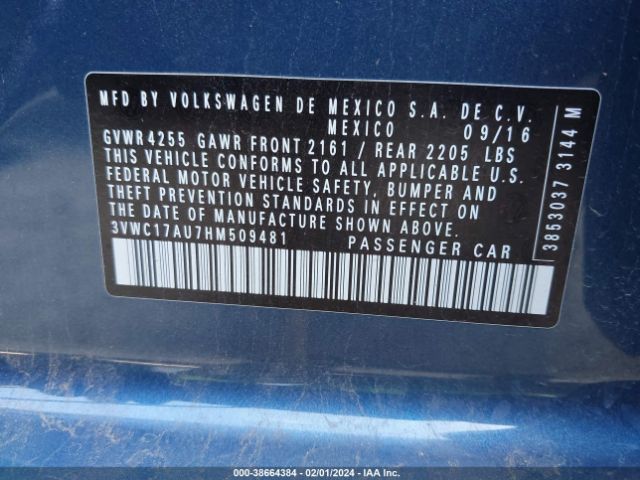 Photo 8 VIN: 3VWC17AU7HM509481 - VOLKSWAGEN GOLF 