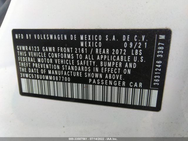 Photo 8 VIN: 3VWC57BU0MM087700 - VOLKSWAGEN JETTA 