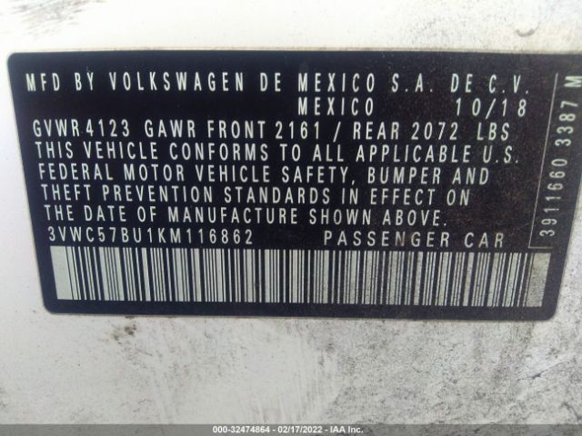 Photo 8 VIN: 3VWC57BU1KM116862 - VOLKSWAGEN JETTA 