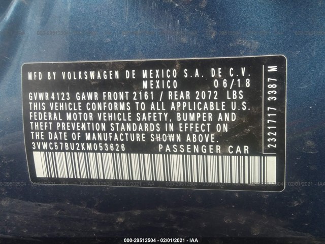 Photo 8 VIN: 3VWC57BU2KM053626 - VOLKSWAGEN JETTA 