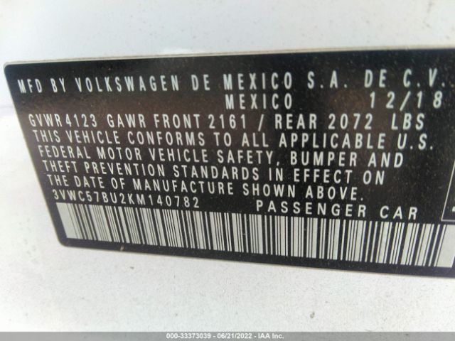 Photo 8 VIN: 3VWC57BU2KM140782 - VOLKSWAGEN JETTA 