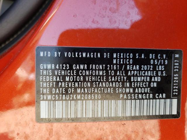 Photo 9 VIN: 3VWC57BU2KM208580 - VOLKSWAGEN JETTA S 