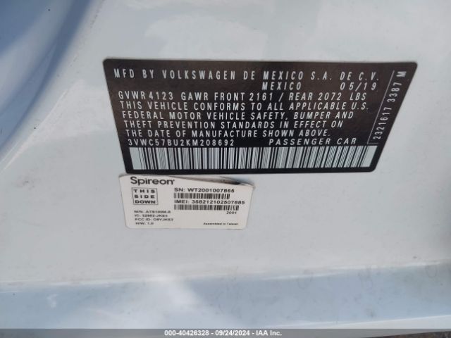 Photo 8 VIN: 3VWC57BU2KM208692 - VOLKSWAGEN JETTA 