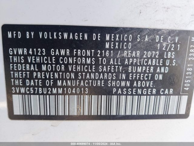 Photo 8 VIN: 3VWC57BU2MM104013 - VOLKSWAGEN JETTA 