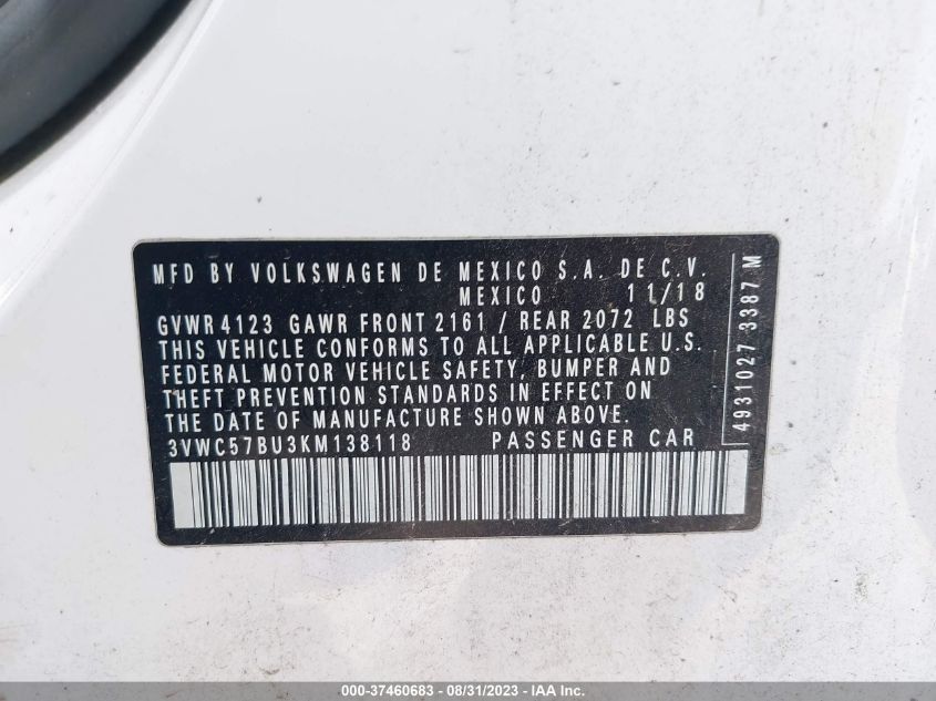 Photo 8 VIN: 3VWC57BU3KM138118 - VOLKSWAGEN JETTA 