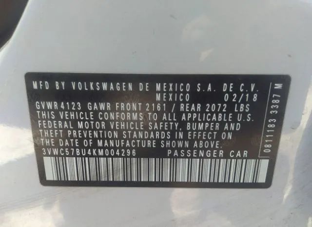 Photo 8 VIN: 3VWC57BU4KM004296 - VOLKSWAGEN JETTA 