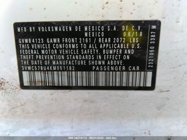 Photo 8 VIN: 3VWC57BU4KM051182 - VOLKSWAGEN JETTA 