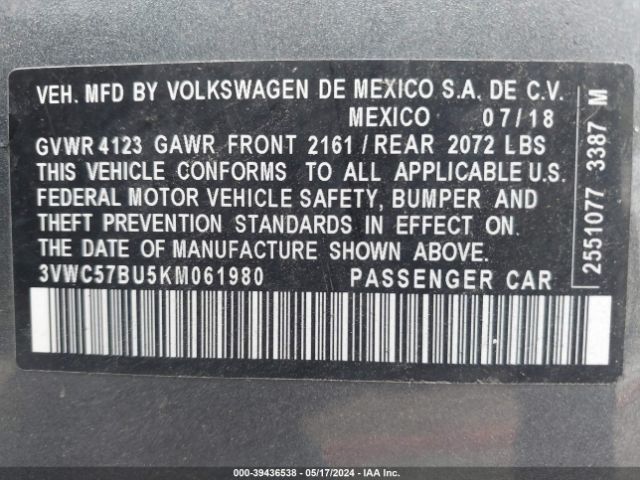 Photo 8 VIN: 3VWC57BU5KM061980 - VOLKSWAGEN JETTA 