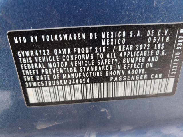 Photo 9 VIN: 3VWC57BU6KM046694 - VOLKSWAGEN JETTA S 