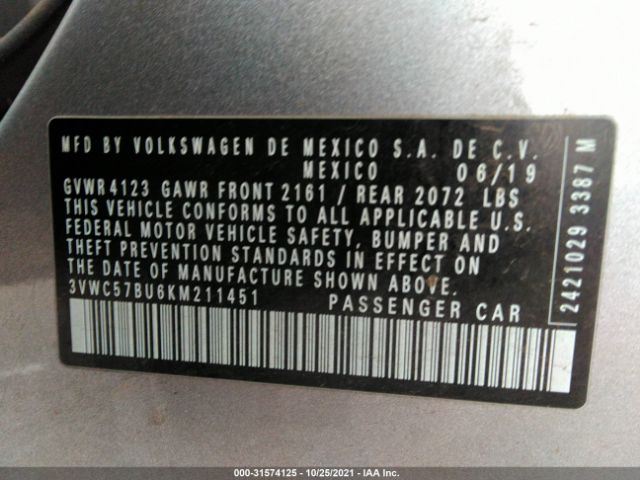 Photo 8 VIN: 3VWC57BU6KM211451 - VOLKSWAGEN JETTA 