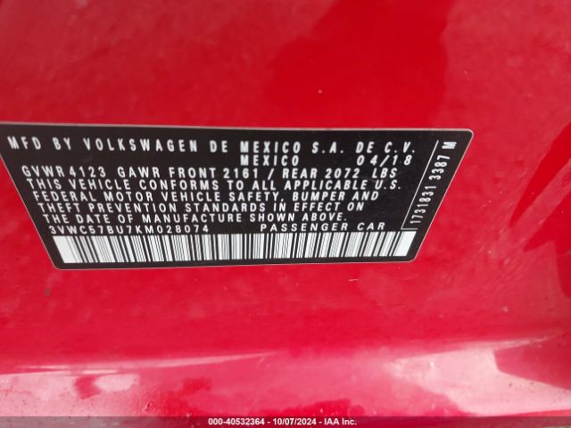 Photo 8 VIN: 3VWC57BU7KM028074 - VOLKSWAGEN JETTA 