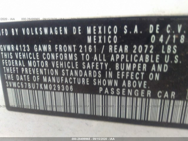 Photo 8 VIN: 3VWC57BU7KM029306 - VOLKSWAGEN JETTA 