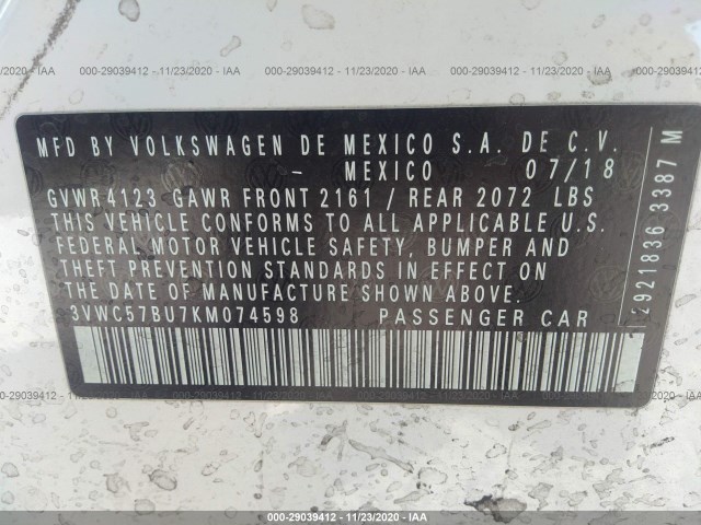 Photo 8 VIN: 3VWC57BU7KM074598 - VOLKSWAGEN JETTA 