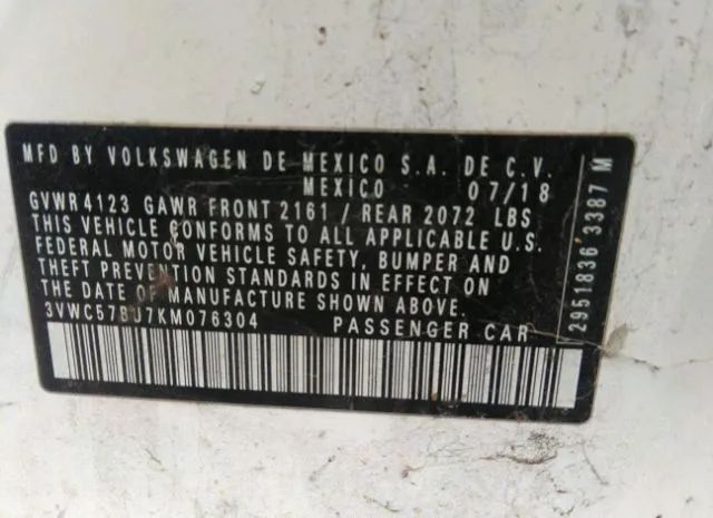 Photo 8 VIN: 3VWC57BU7KM076304 - VOLKSWAGEN JETTA 