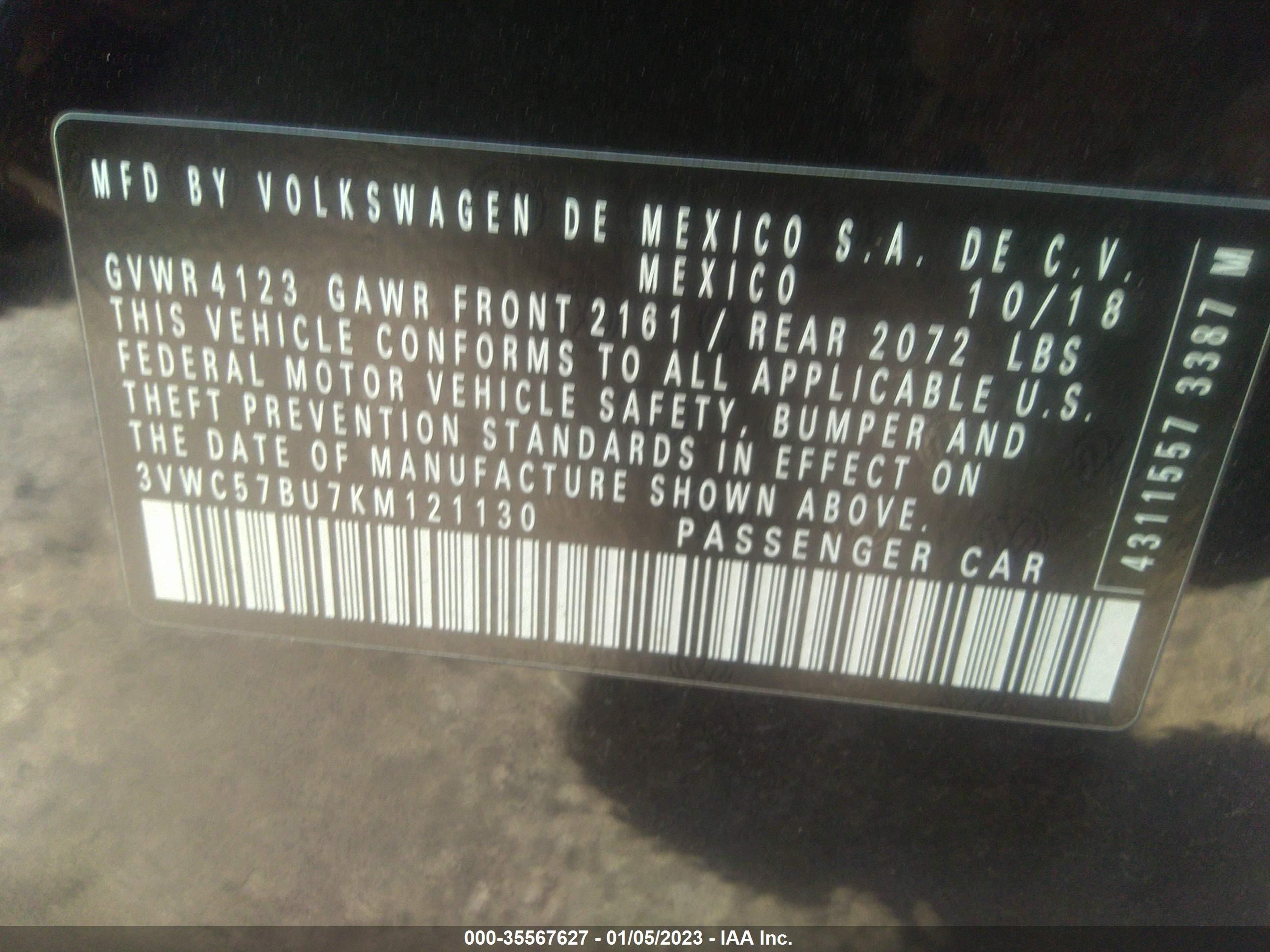 Photo 8 VIN: 3VWC57BU7KM121130 - VOLKSWAGEN JETTA 