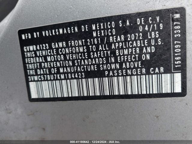 Photo 8 VIN: 3VWC57BU7KM184423 - VOLKSWAGEN JETTA 