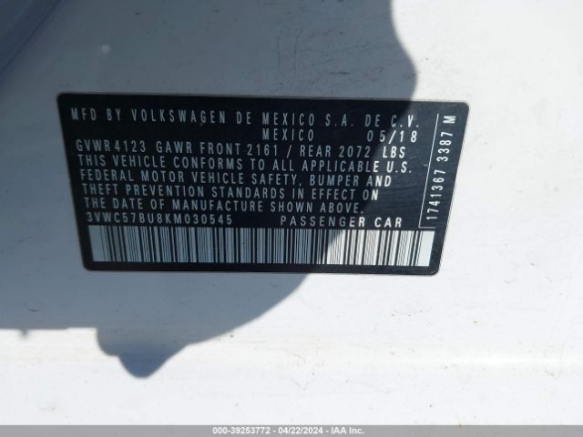 Photo 8 VIN: 3VWC57BU8KM030545 - VOLKSWAGEN JETTA 