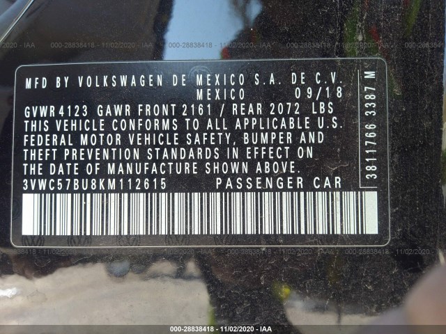 Photo 8 VIN: 3VWC57BU8KM112615 - VOLKSWAGEN JETTA 