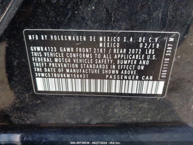 Photo 8 VIN: 3VWC57BU8KM158431 - VOLKSWAGEN JETTA 