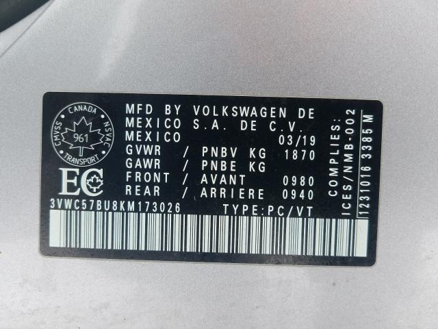 Photo 9 VIN: 3VWC57BU8KM173026 - VOLKSWAGEN JETTA S 