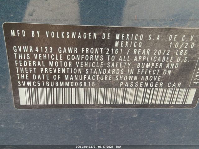 Photo 8 VIN: 3VWC57BU8MM006815 - VOLKSWAGEN JETTA 