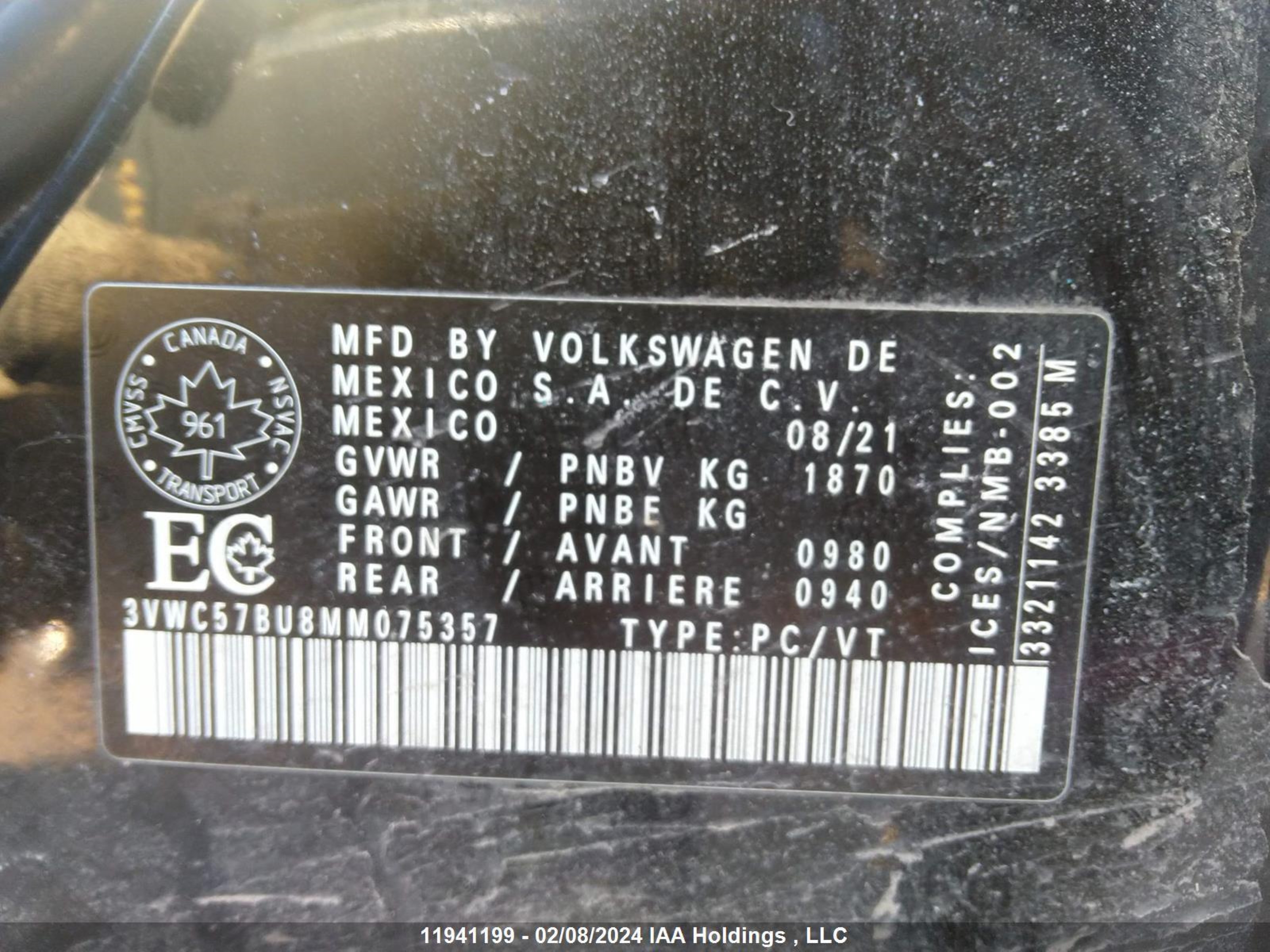 Photo 8 VIN: 3VWC57BU8MM075357 - VOLKSWAGEN JETTA 