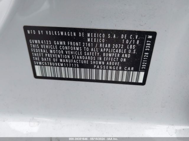 Photo 8 VIN: 3VWC57BU9KM117175 - VOLKSWAGEN JETTA 