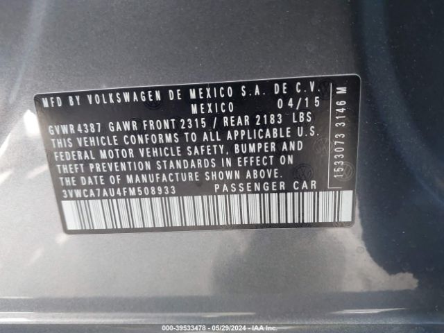 Photo 8 VIN: 3VWCA7AU4FM508933 - VOLKSWAGEN GOLF 