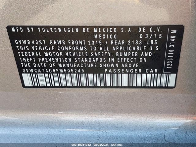 Photo 8 VIN: 3VWCA7AU9FM505249 - VOLKSWAGEN GOLF 