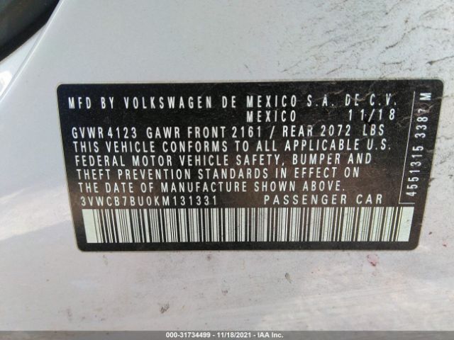 Photo 8 VIN: 3VWCB7BU0KM131331 - VOLKSWAGEN JETTA 