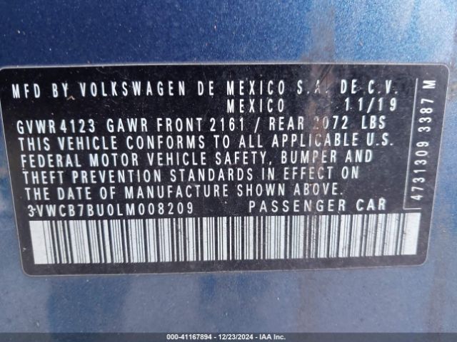 Photo 8 VIN: 3VWCB7BU0LM008209 - VOLKSWAGEN JETTA 