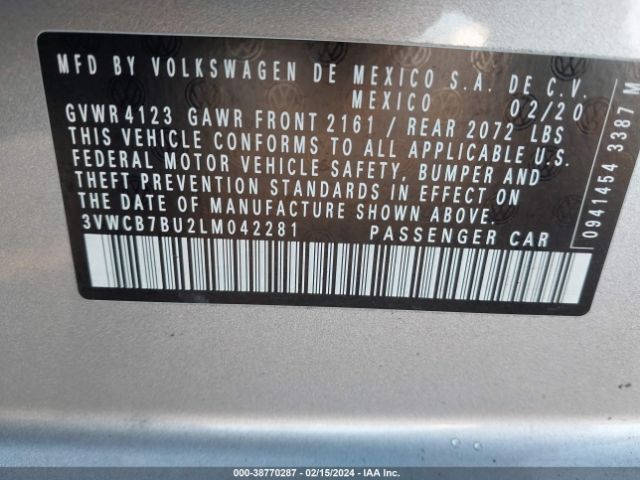 Photo 8 VIN: 3VWCB7BU2LM042281 - VOLKSWAGEN JETTA 