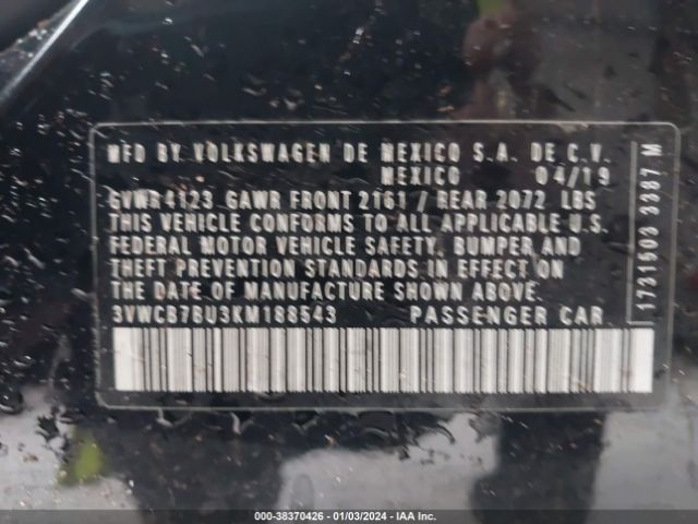 Photo 8 VIN: 3VWCB7BU3KM188543 - VOLKSWAGEN JETTA 