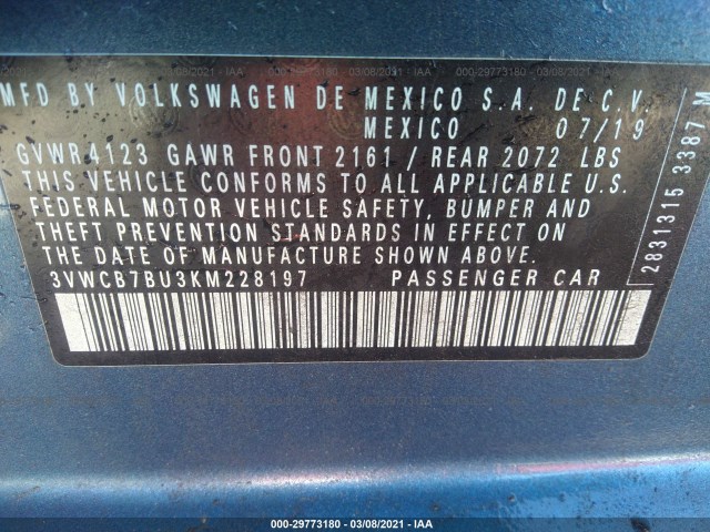 Photo 8 VIN: 3VWCB7BU3KM228197 - VOLKSWAGEN JETTA 