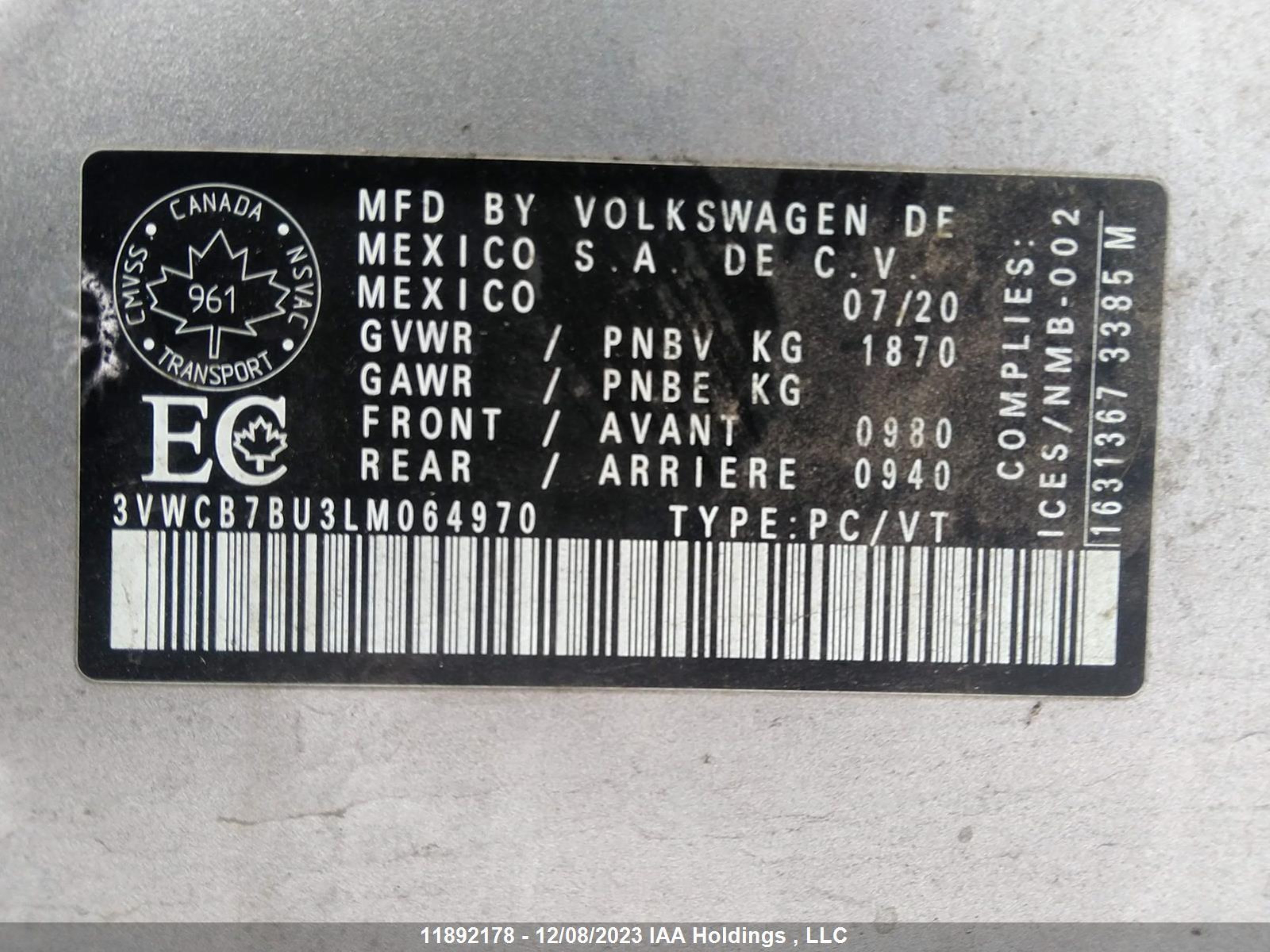 Photo 8 VIN: 3VWCB7BU3LM064970 - VOLKSWAGEN JETTA 