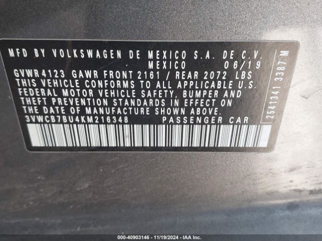 Photo 8 VIN: 3VWCB7BU4KM216348 - VOLKSWAGEN JETTA 