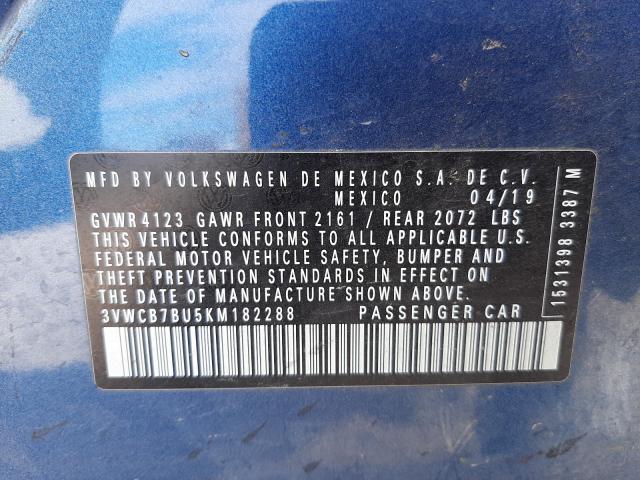 Photo 9 VIN: 3VWCB7BU5KM182288 - VOLKSWAGEN JETTA S 