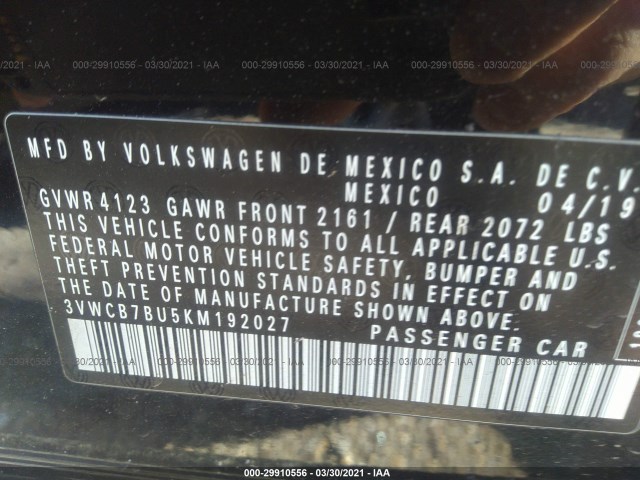 Photo 8 VIN: 3VWCB7BU5KM192027 - VOLKSWAGEN JETTA 