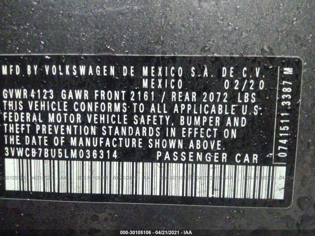 Photo 8 VIN: 3VWCB7BU5LM036314 - VOLKSWAGEN JETTA 