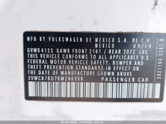 Photo 8 VIN: 3VWCB7BU7KM260358 - VOLKSWAGEN JETTA 