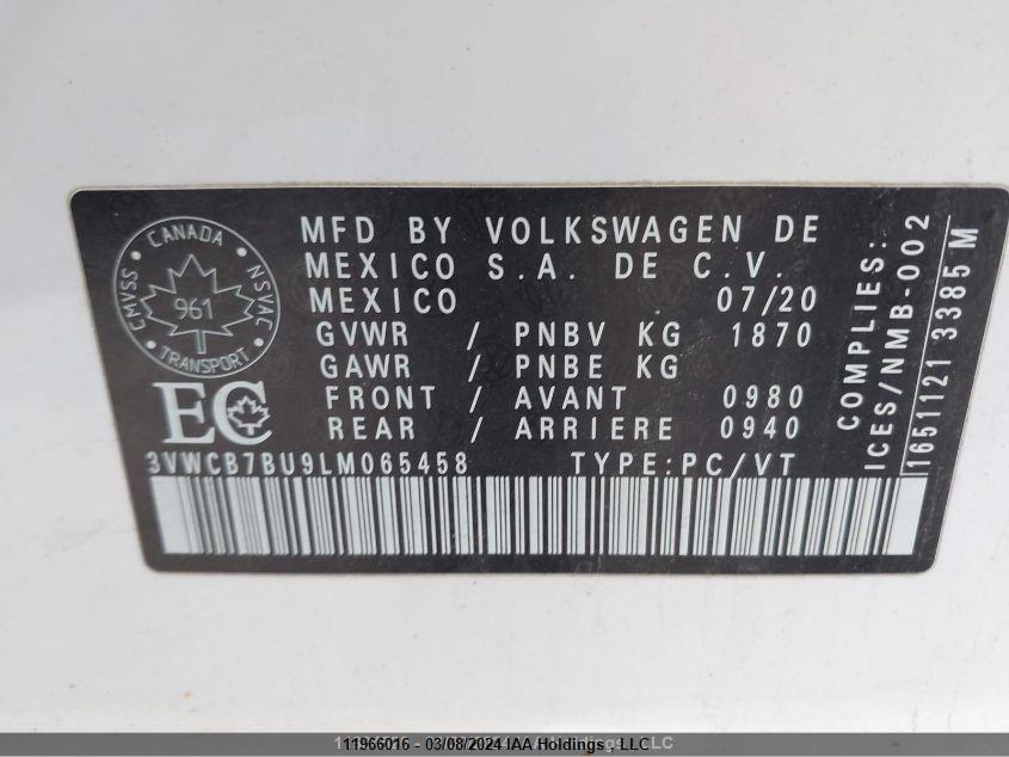 Photo 8 VIN: 3VWCB7BU9LM065458 - VOLKSWAGEN JETTA 