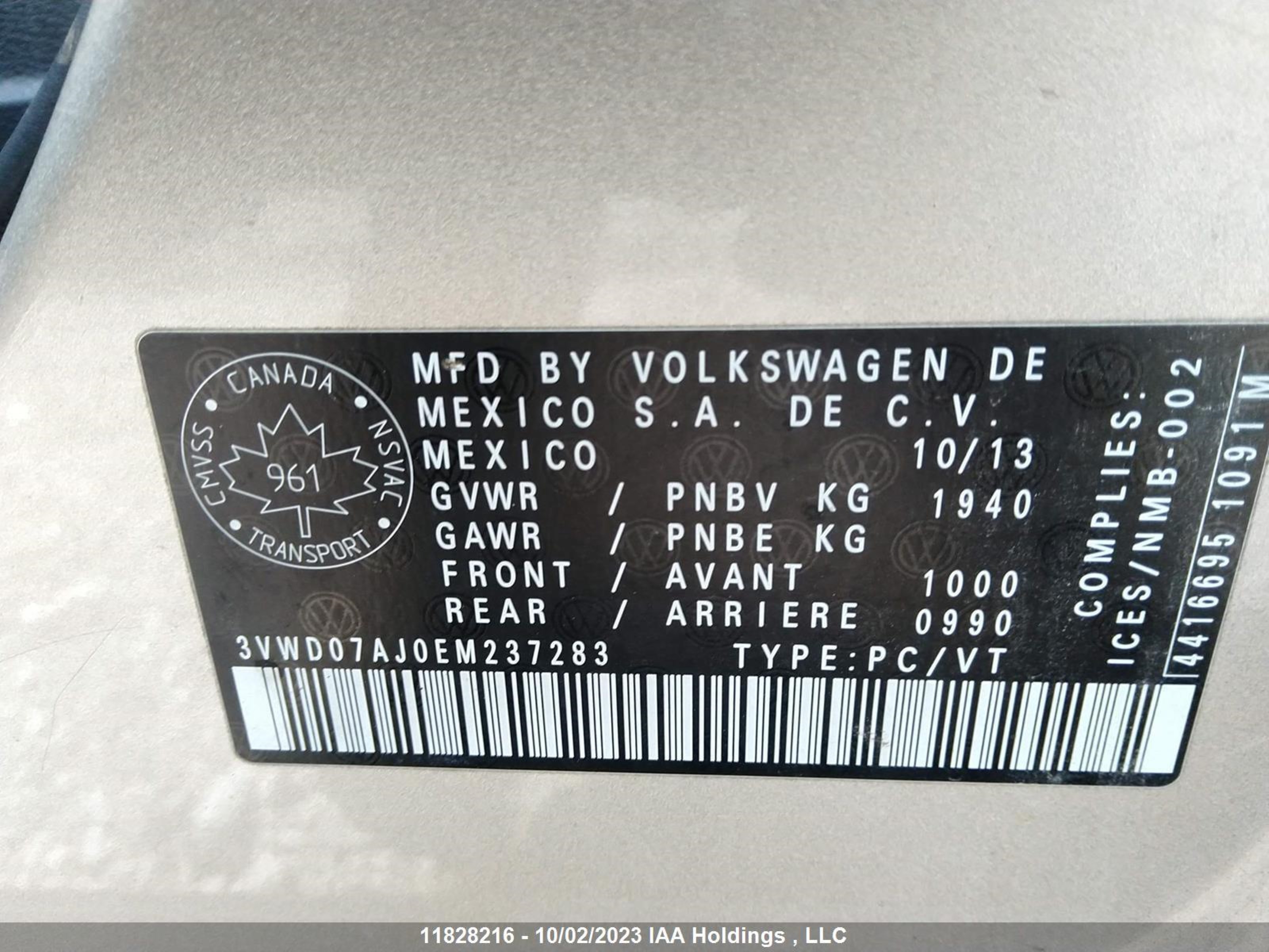 Photo 8 VIN: 3VWD07AJ0EM237283 - VOLKSWAGEN JETTA 