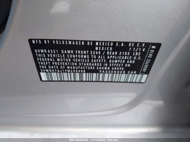 Photo 8 VIN: 3VWD07AJ1FM256488 - VOLKSWAGEN JETTA 