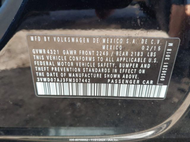 Photo 8 VIN: 3VWD07AJ3FM307442 - VOLKSWAGEN JETTA 