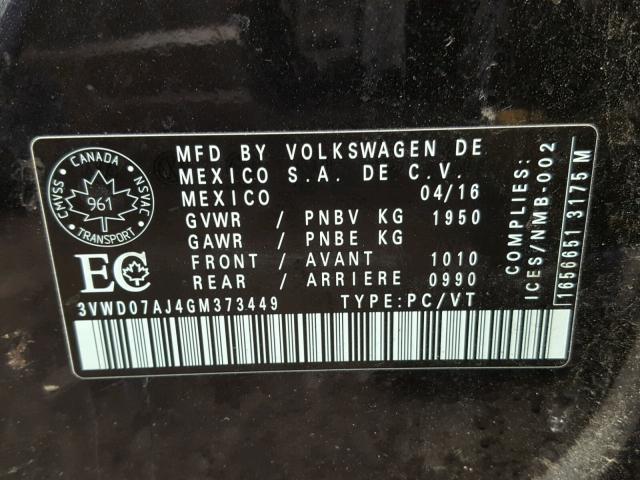 Photo 9 VIN: 3VWD07AJ4GM373449 - VOLKSWAGEN JETTA 